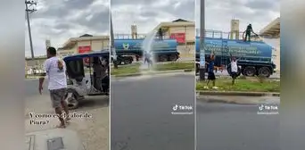 Piuranos no aguantan el calor extremo y se bañan con cisterna: "Finjamos que no es agua residual" Piuranos no aguantan el calor extremo y se bañan con cisterna: "Finjamos que no es agua residual"