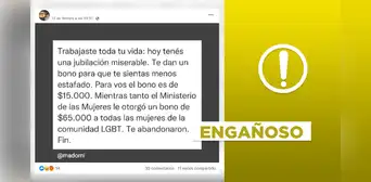 No, el Gobierno de Argentina no otorgó un bono a todas las mujeres de la comunidad LGTB No, el Gobierno de Argentina no otorgó un bono a todas las mujeres de la comunidad LGTB