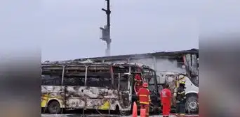 Lambayeque: 4 buses quedaron calcinados tras incendio cerca de grifo