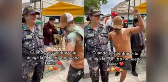 “Cuando encuentras tu amiga PNP y no puede bailar”: carnavalero provoca ganas de bailar a policía “Cuando encuentras tu amiga PNP y no puede bailar”: carnavalero provoca ganas de bailar a policía