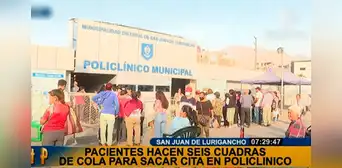 Desde la 1.00 a. m.: pacientes denuncian que venden cupos para conseguir cola en policlínico de SJL Desde la 1.00 a. m.: pacientes denuncian que venden cupos para conseguir cola en policlínico de SJL