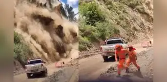 Obreros se salvan de morir tras desprendimiento de cerro en Huánuco
