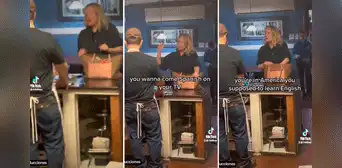 Mujer agrede a trabajador de pizzería por ver programa en español: "No daré mi dinero a un ilegal" Mujer agrede a trabajador de pizzería por ver programa en español: "No daré mi dinero a un ilegal"