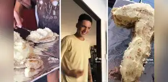 Joven recibe por aniversario una torta de milanesa con puré y su reacción de hace viral