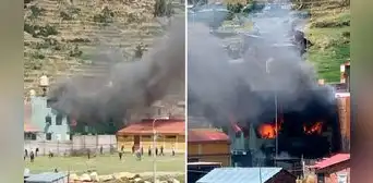 Incendian comisaría de Juli en medio de enfrentamientos entre el Ejército y aimaras en Puno