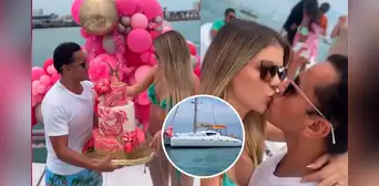 Brunella Horna: Richard Acuña la sorprende con fiesta en yate por su cumpleaños