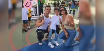 Christian Domínguez y Karla Tarazona se unieron para apoyar a su hijo en su primer día de colegio