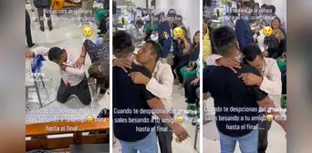 Joven sufre por desamor en una fiesta, pero le da un beso en la mejilla a su amigo Joven sufre por desamor en una fiesta, pero le da un beso en la mejilla a su amigo
