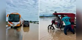 Lambayeque: río La Leche se desborda y cubre tramo de la Panamericana Norte Lambayeque: río La Leche se desborda y cubre tramo de la Panamericana Norte