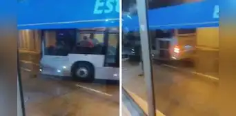 Bus del Metropolitano resbala y casi choca contra lunas de la Estación Central