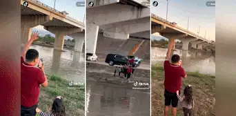 ¡Lejos y a la vez tan cerca! Migrante acude al río Bravo para poder ver a su familia