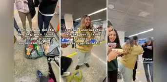 Jóvenes tuvieron que comer 10 kilos de comida para que su equipaje pase en el aeropuerto Jóvenes tuvieron que comer 10 kilos de comida para que su equipaje pase en el aeropuerto