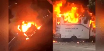 Supuestos protestantes queman 2 ambulancias en Colombia: embarazada iba en una de ellas