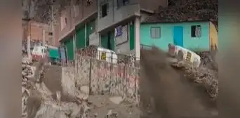 Huaycán: mototaxi que estaba estacionado fue arrastrado por huaico