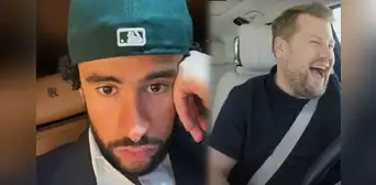 Bad Bunny sorprende a James Corden al cantar temas de Ariana Grande y Harry Styles Bad Bunny sorprende a James Corden al cantar temas de Ariana Grande y Harry Styles