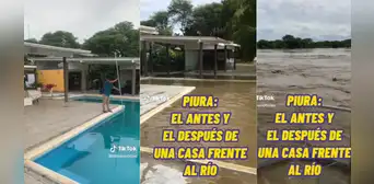 Video muestra el antes y después de una lujosa residencia tras el desborde del río Piura