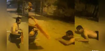 Titanic: jóvenes recrean escena de Jack y Rose durante inundación por lluvias