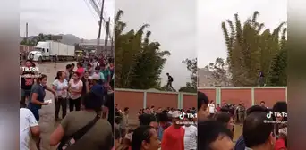 “Punta, tacón; punta, tacón”: joven no se hace problemas y cruza inundación caminando sobre pared “Punta, tacón; punta, tacón”: joven no se hace problemas y cruza inundación caminando sobre pared