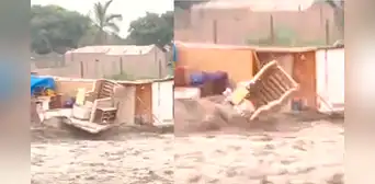Puente Piedra: parte de una vivienda se desploma tras crecida del río Chillón Puente Piedra: parte de una vivienda se desploma tras crecida del río Chillón