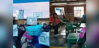 Aulas prefabricadas se inundan por lluvias en colegio de Arequipa