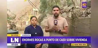 Huaicos en Chosica: enormes rocas a punto de caer amenazan vivienda de mujer con 4 hijos
