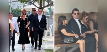 Magaly Medina llega al velorio de su padre de la mano de su esposo Alfredo Zambrano