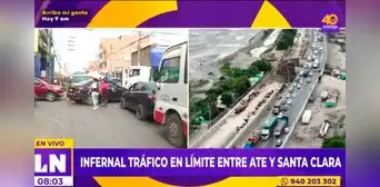Ate: usuarios reportan gran congestión vehicular tras el cierre del puente Huachipa Ate: usuarios reportan gran congestión vehicular tras el cierre del puente Huachipa