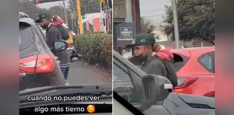 Carga a su perrito en la espalda mientras trabaja limpiando lunas de autos: “Amor incondicional” Carga a su perrito en la espalda mientras trabaja limpiando lunas de autos: “Amor incondicional”