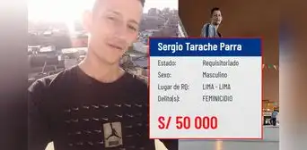 Ofrecen S/50.000 por ubicar a Sergio Tarache, feminicida que atacó a mujer en plaza Dos de Mayo Ofrecen S/50.000 por ubicar a Sergio Tarache, feminicida que atacó a mujer en plaza Dos de Mayo