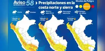Senamhi advierte intensas precipitaciones acompañadas de descargas eléctricas en costa norte y sierra Senamhi advierte intensas precipitaciones acompañadas de descargas eléctricas en costa norte y sierra