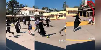Sacerdote demuestra su talento en el fútbol contra alumnos de colegio católico: "Con poder divino" Sacerdote demuestra su talento en el fútbol contra alumnos de colegio católico: "Con poder divino"