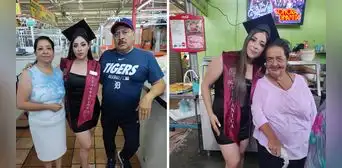 “Muy feliz y con mucho orgullo”: joven graduada de ingeniería aparece con su toga en la carnicería de sus padres para darles las gracias “Muy feliz y con mucho orgullo”: joven graduada de ingeniería aparece con su toga en la carnicería de sus padres para darles las gracias
