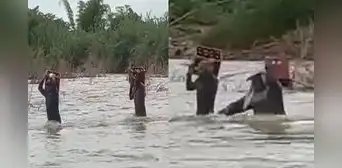 Personas arriesgan su vida cargando cajas de cerveza en río de Piura: “Existen prioridades”
