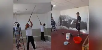 Entusiastas policías dan mantenimiento a Pronoei en estado crítico en Arequipa Entusiastas policías dan mantenimiento a Pronoei en estado crítico en Arequipa