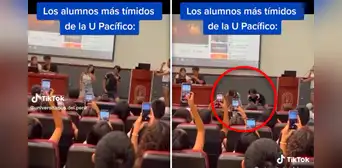 Alumnos de la Universidad del Pacífico sorprenden al bailar "TQG" en plena exposición Alumnos de la Universidad del Pacífico sorprenden al bailar "TQG" en plena exposición