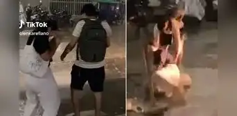 Joven es viral al intentar cruzar calle sin mojarse y terminar empapada: “Inevitable no reírse”