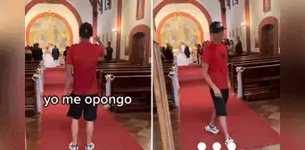 "Yo me opongo": joven interrumpe boda de desconocidos y luego huye entre risas