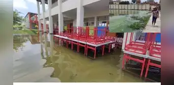 Aguas de desagüe invaden aulas y patio de colegio en Chiclayo