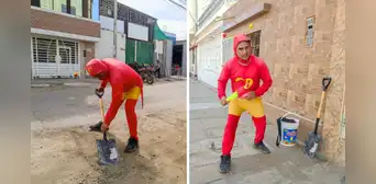 ¿Quién es el 'Chapulín Colorado' que se enfrenta a los huecos de las pistas en Trujillo?