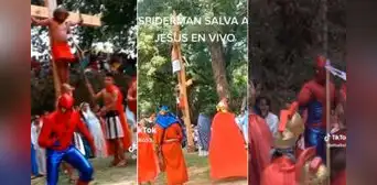'Spiderman' se enfrenta a 'romanos' para salvar a 'Jesús' en la cruz: “Eso no estaba en la Biblia” 'Spiderman' se enfrenta a 'romanos' para salvar a 'Jesús' en la cruz: “Eso no estaba en la Biblia”