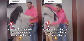 Venezolano le enseña a bailar la “rica música llanera” a su novia peruana y se vuelven virales