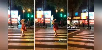 Peruano disfrazado de muñeco de conocida marca de pizzas hace show en calle y es viral: “Súbanle el sueldo"