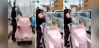 Emprendimiento peruano: mujer fabrica su puesto con forma de chancho para vender chicharrón Emprendimiento peruano: mujer fabrica su puesto con forma de chancho para vender chicharrón