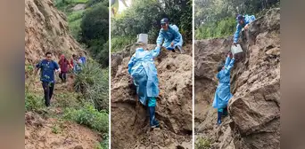 Enfermeras trepan cerros para atender a población aislada por huaicos en Cajamarca Enfermeras trepan cerros para atender a población aislada por huaicos en Cajamarca