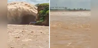 Reservorio evacúa agua de lluvias y aumenta el riesgo de desbordes e inundaciones en Piura Reservorio evacúa agua de lluvias y aumenta el riesgo de desbordes e inundaciones en Piura
