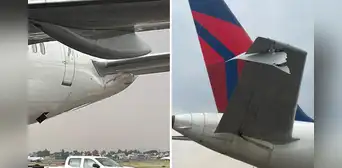 Chocan 2 aviones en el aeropuerto de la Ciudad de México mientras circulaban en pistas