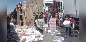 “¡No hay honradez!”: tráiler se volcó en carretera de Arequipa y personas saquearon mercadería “¡No hay honradez!”: tráiler se volcó en carretera de Arequipa y personas saquearon mercadería