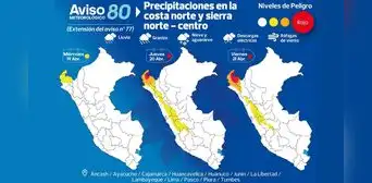 Senamhi advierte lluvias de gran magnitud en la costa norte y sierra norte centro en los próximos días