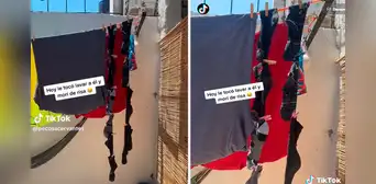 "Lo busca la NASA": hombre cuelga de forma vertical sus medias para ahorrar espacio en el cordel "Lo busca la NASA": hombre cuelga de forma vertical sus medias para ahorrar espacio en el cordel