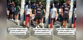 Captan al doble de Kylian Mbappé esperando su pollo a la brasa a S/5